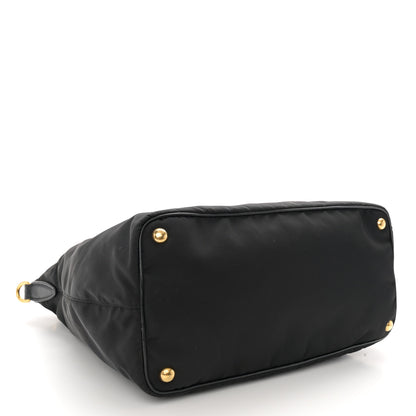 Prada Tessuto Nylon Soft Calfskin Tote Black 4 of 13