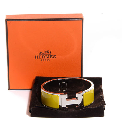 Hermes Enamel Clic Clac H Wide Bracelet PM Chartreuse 5 of 7