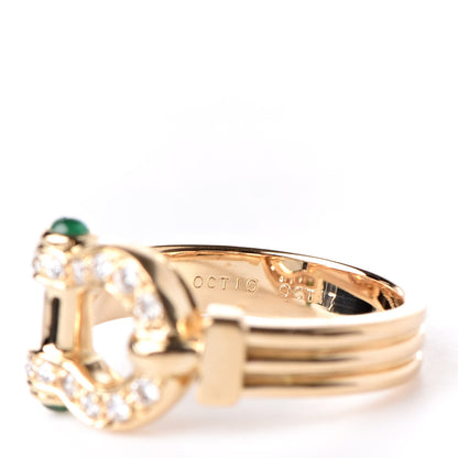 Van Cleef & Arpels 18K Yellow Gold Diamond Emerald Buckle Ring 49 5 5 of 6
