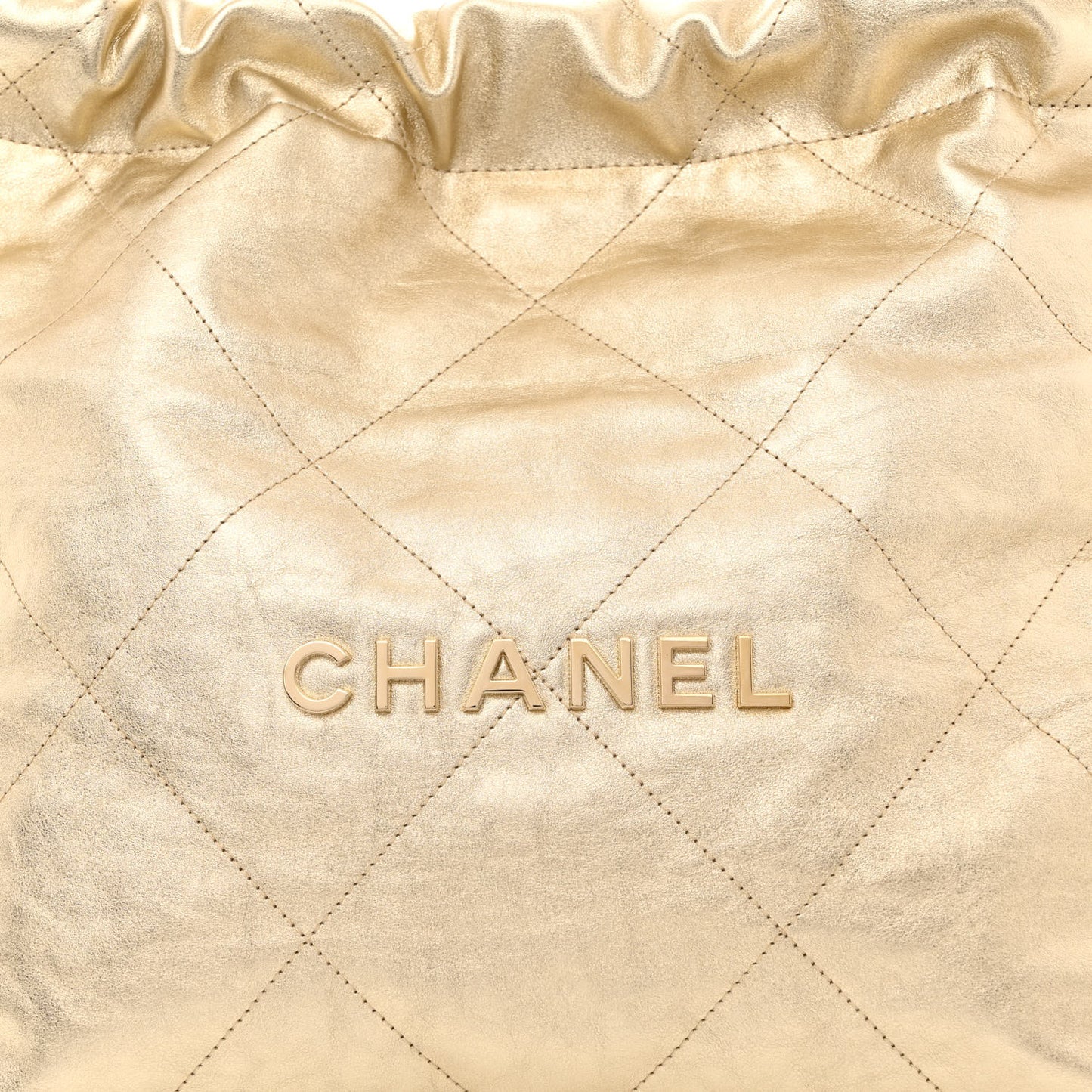 Metallic Calfskin Quilted Small Chanel 22 Light Gold