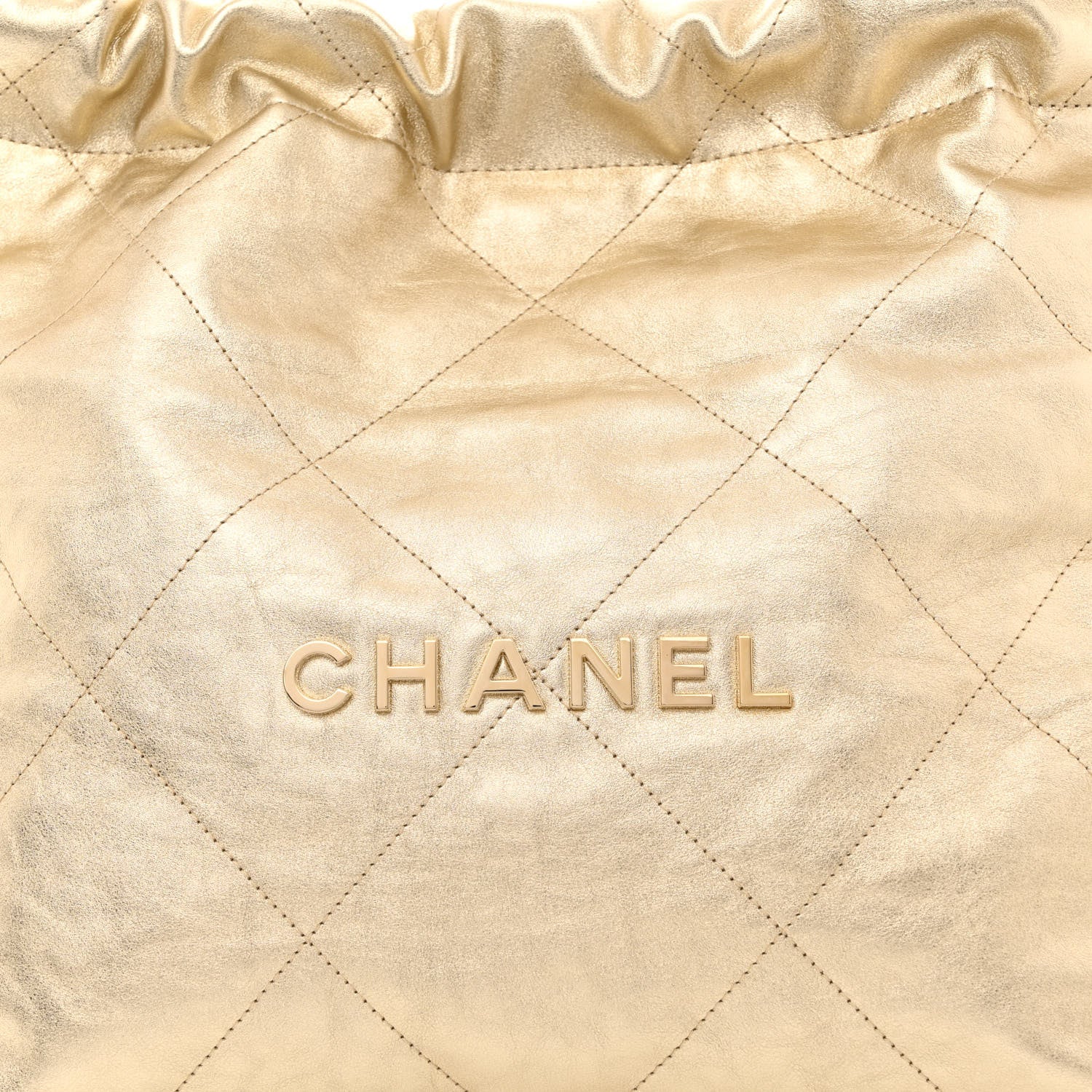 Chanel Metallic Calfskin Quilted Small Chanel 22 Light Gold 9 of 12