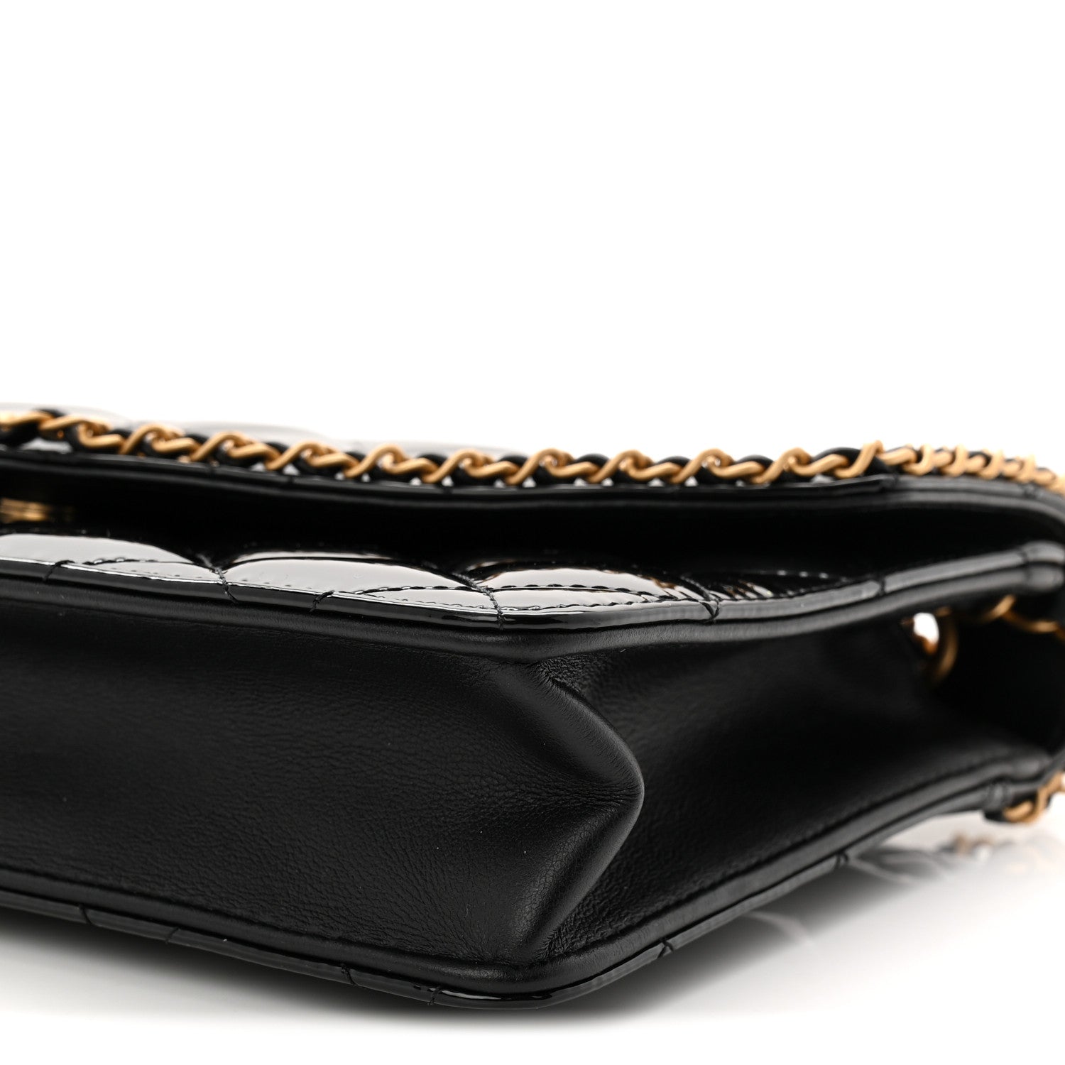 Chanel Patent Quilted Chain Around Heart Flap Black 10 of 11