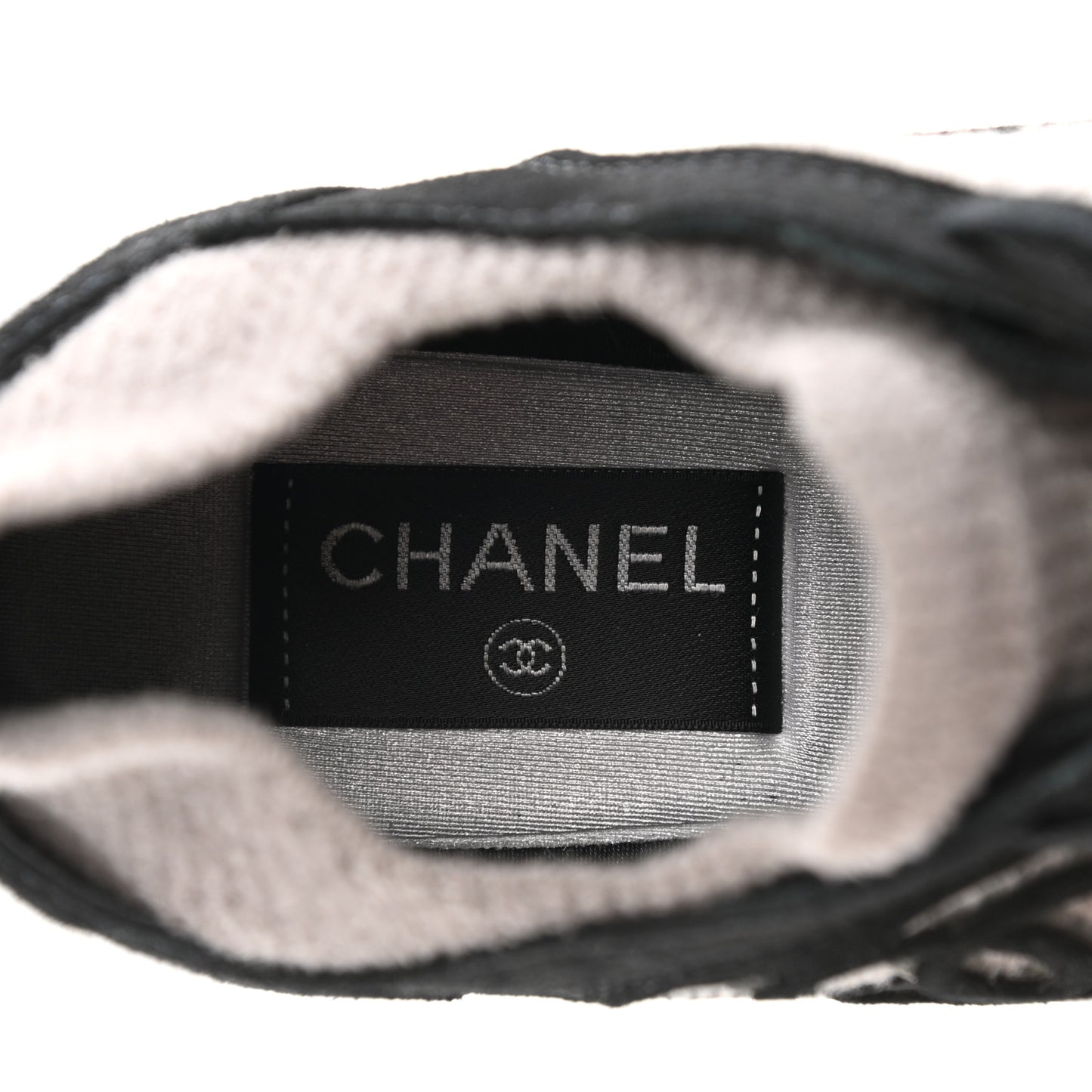 Fabric Suede Calfskin CC Sneakers 36 Grey Black