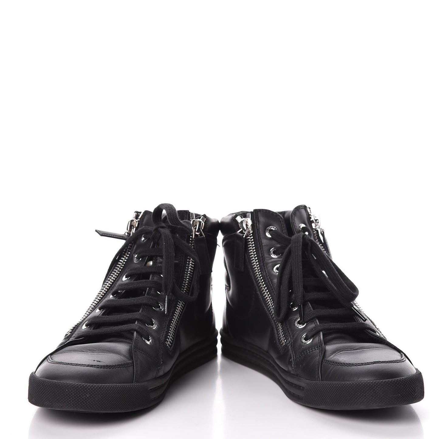 Calfskin Pearl High Top CC Sneakers 36 Black