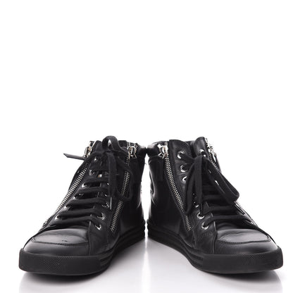 Chanel Calfskin Pearl High Top CC Sneakers 36 Black 5 of 16