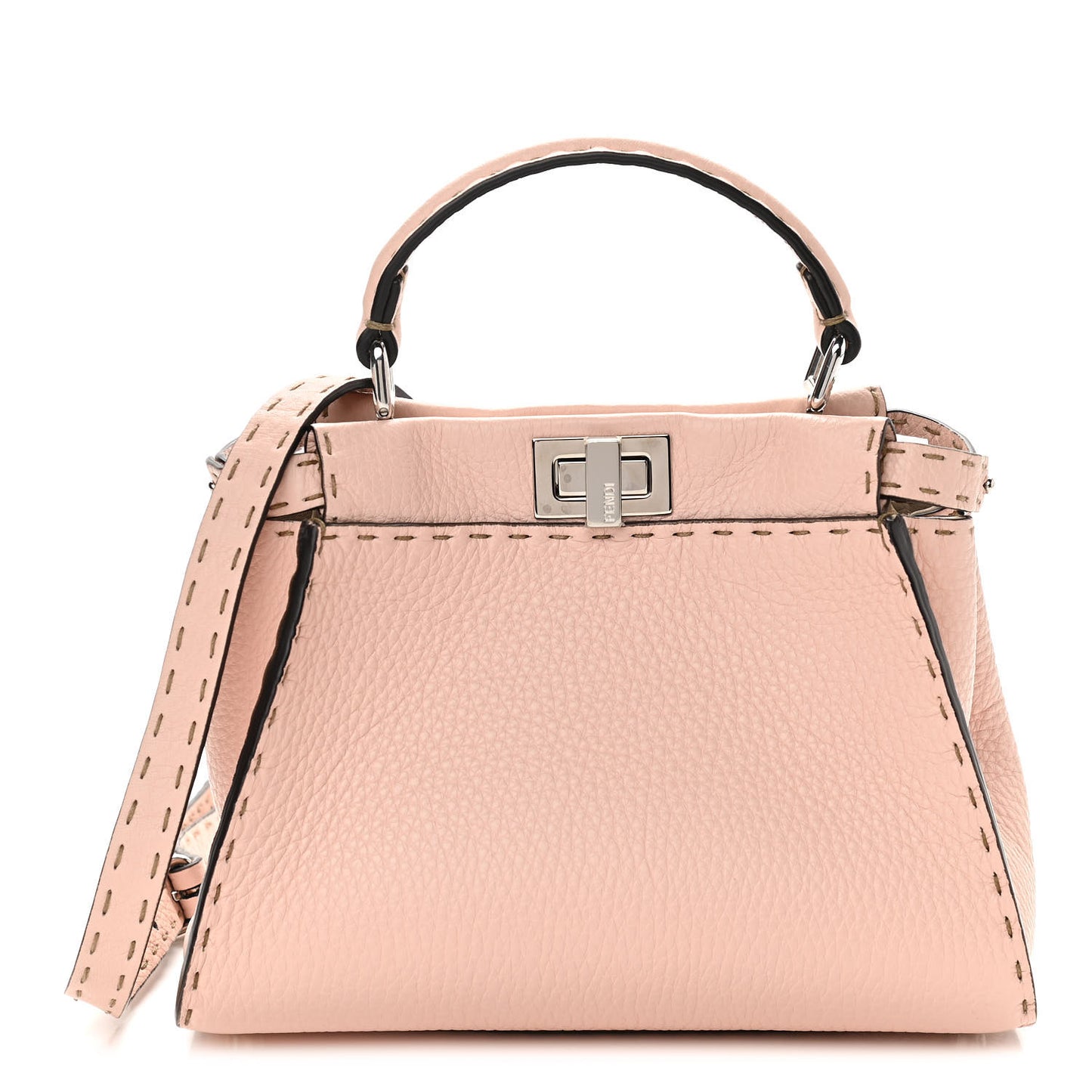 Cuoio Romano Selleria Bi-Color Mini Peekaboo Iconic Satchel Cipria Latte