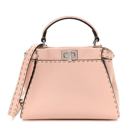Fendi Cuoio Romano Selleria Bi-Color Mini Peekaboo Iconic Satchel Cipria Latte 1 of 11