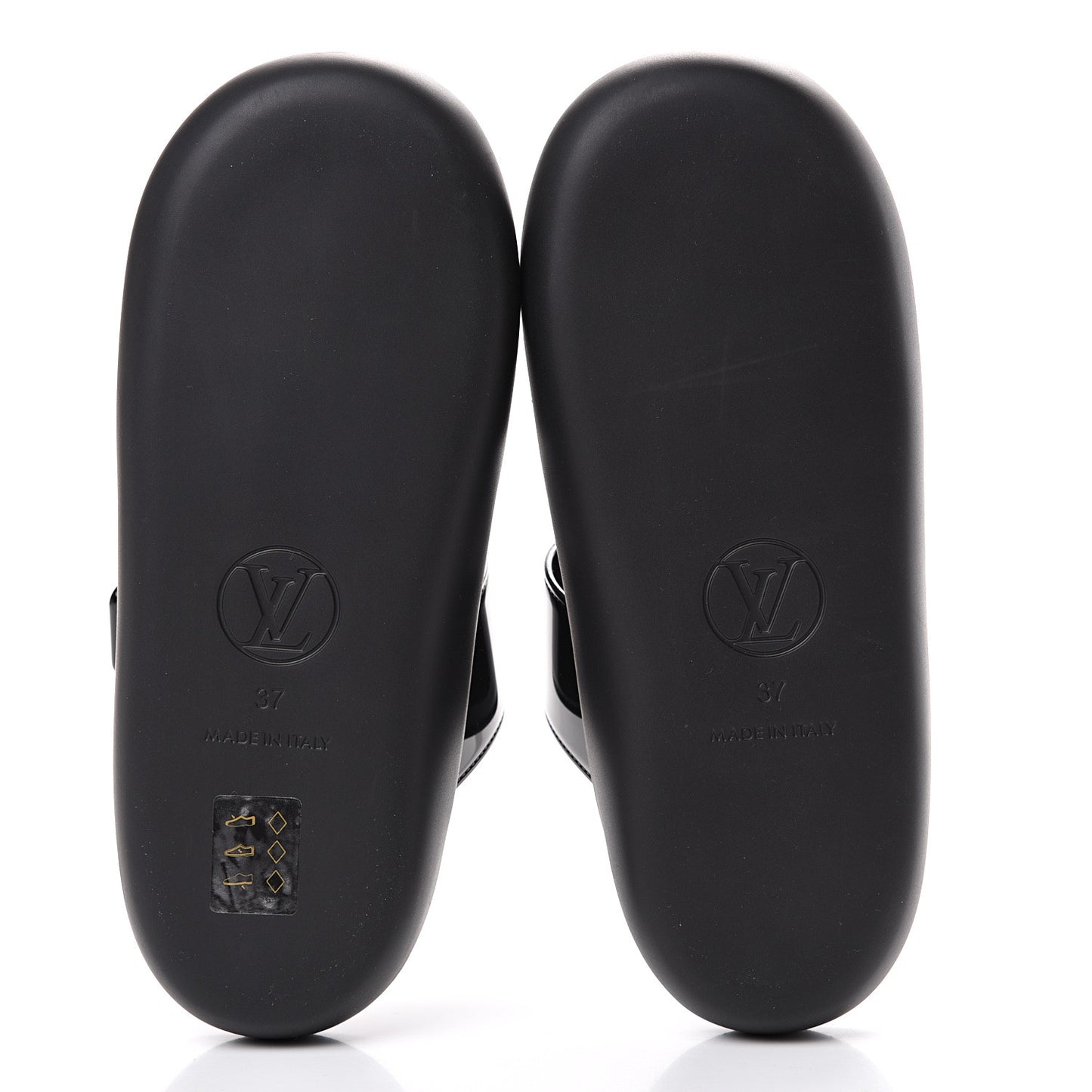 Shiny Rubber Logo Sunbath Mules 37 Black
