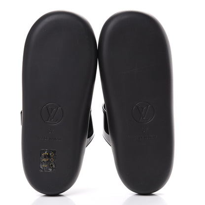 Louis Vuitton Shiny Rubber Logo Sunbath Mules 37 Black 5 of 8