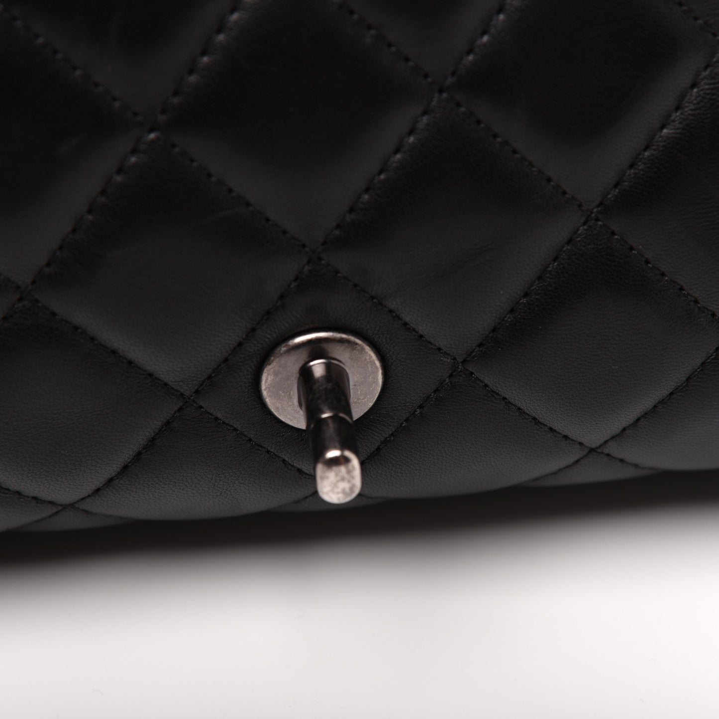 Lambskin Quilted Jumbo Grocery By Chanel Drawstring Shopping Bag Black