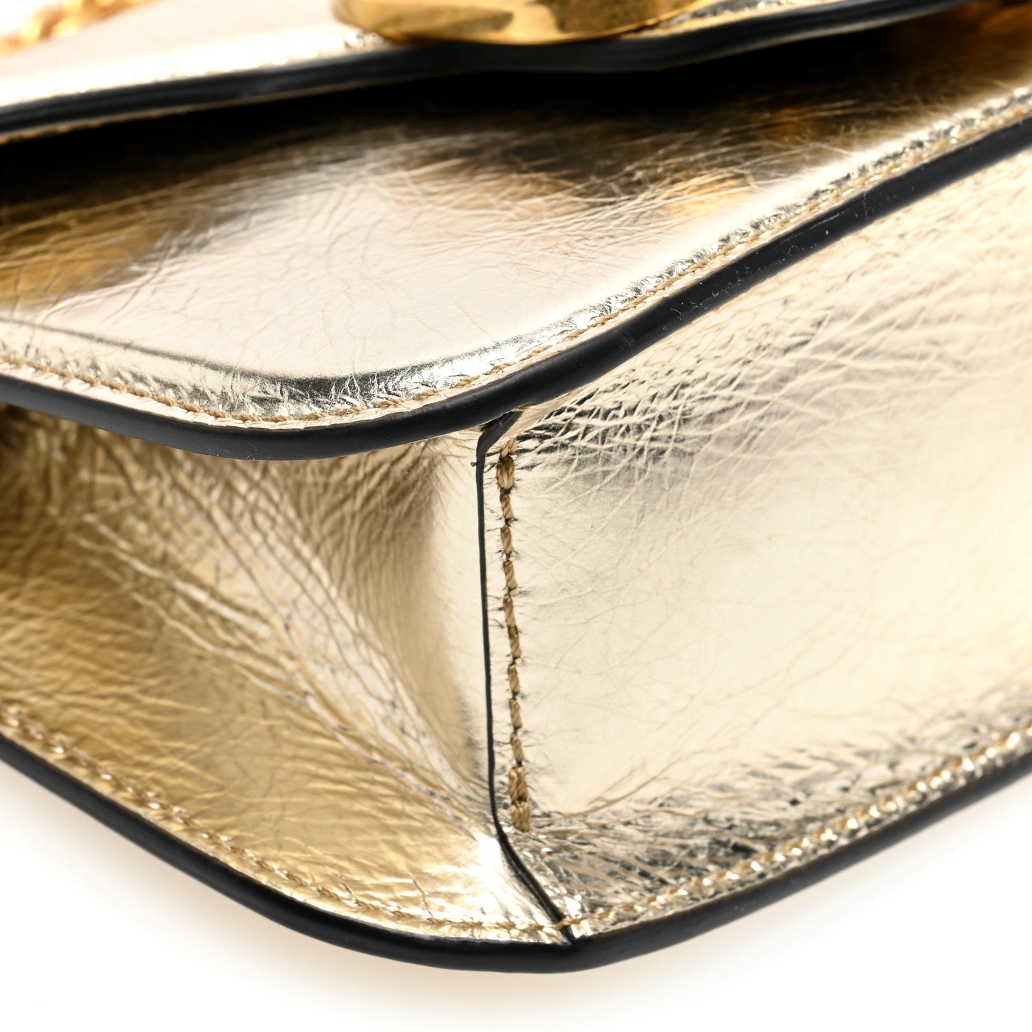 Valentino Garavani Metallic Crackle Effect Calfskin Vlogo Small Loco Shoulder Bag Platino 8 of 9