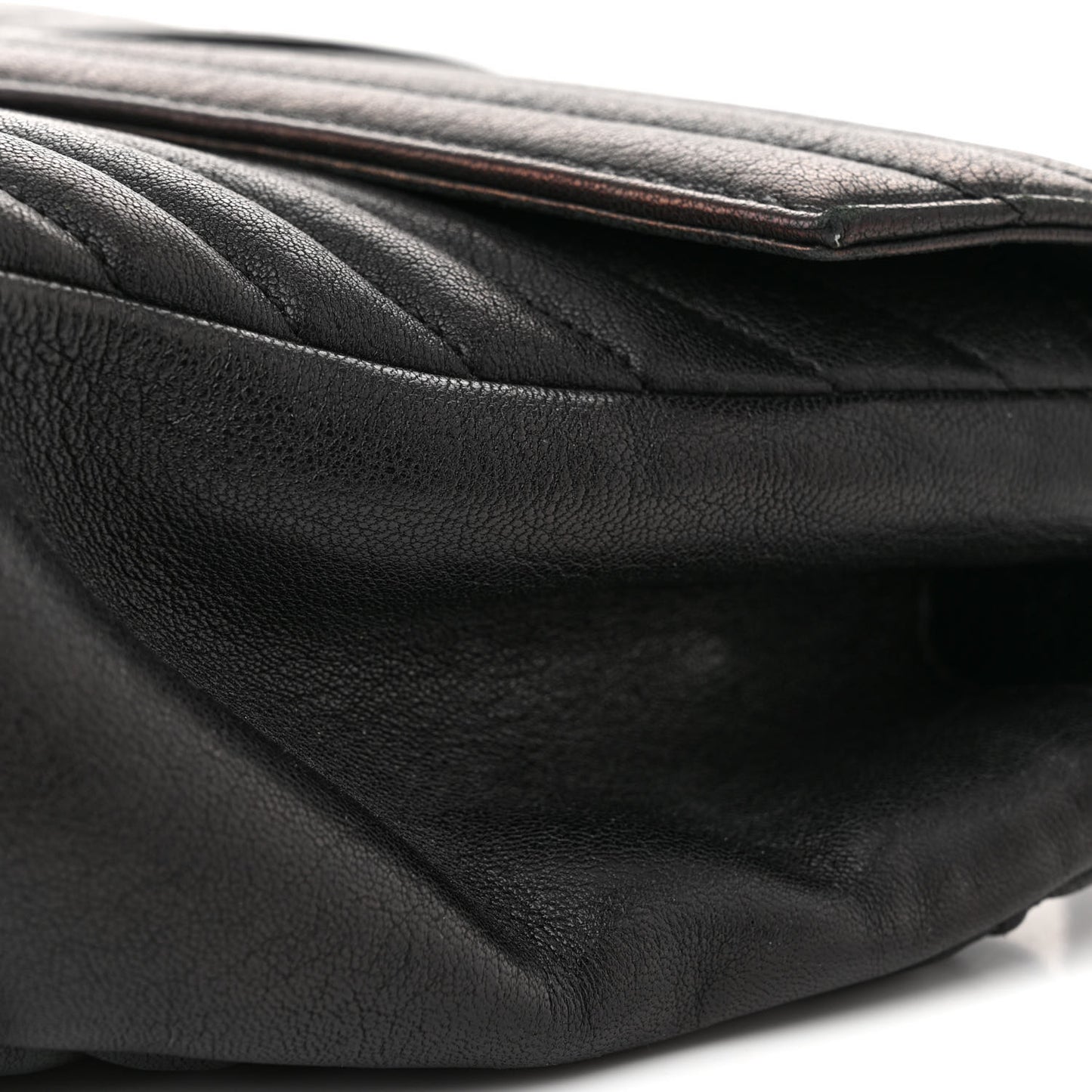 Sheepskin Matelasse Chevron Monogram Large College Satchel Black