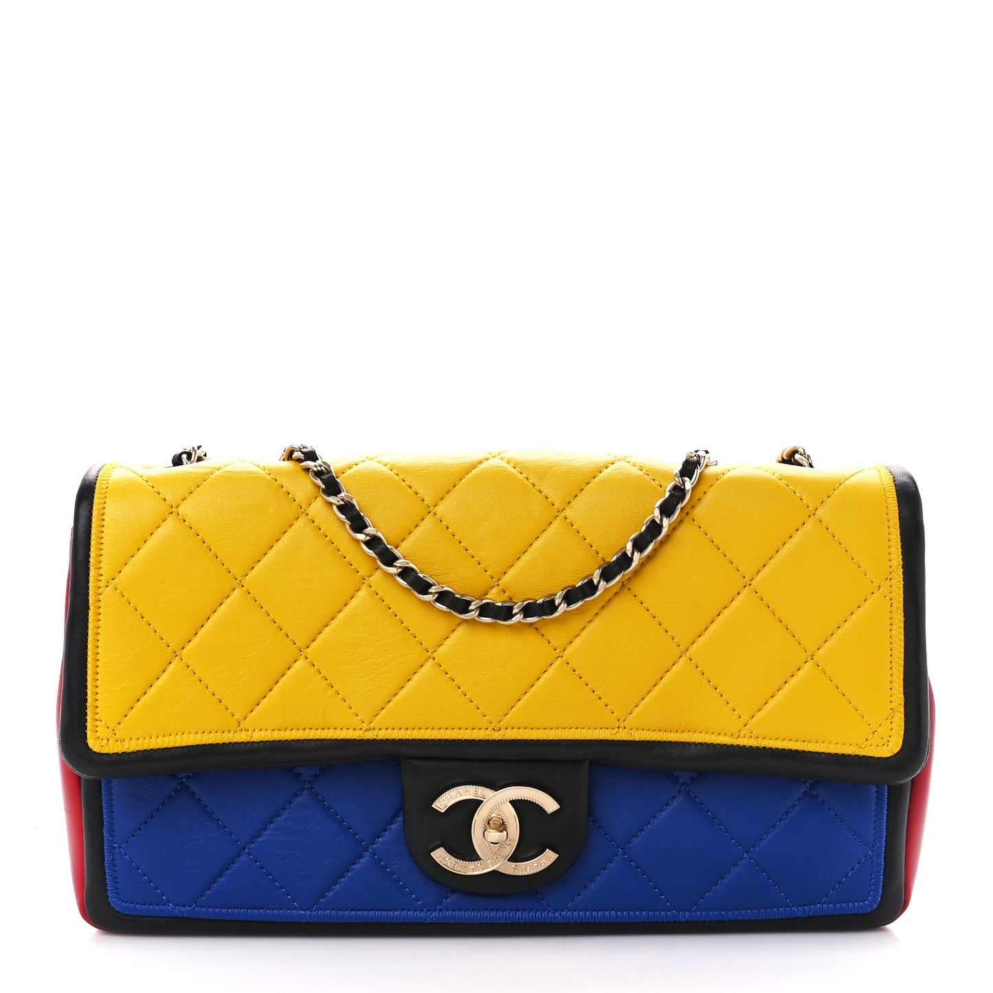 Lambskin Tri-Color Medium Graphic Flap Multicolor