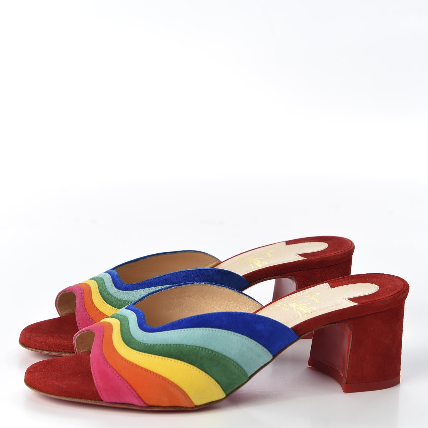 Christian Louboutin Veau Velours Rainbow Degradouce 55 Slide Sandals 36.5 Multicolor 3 of 8
