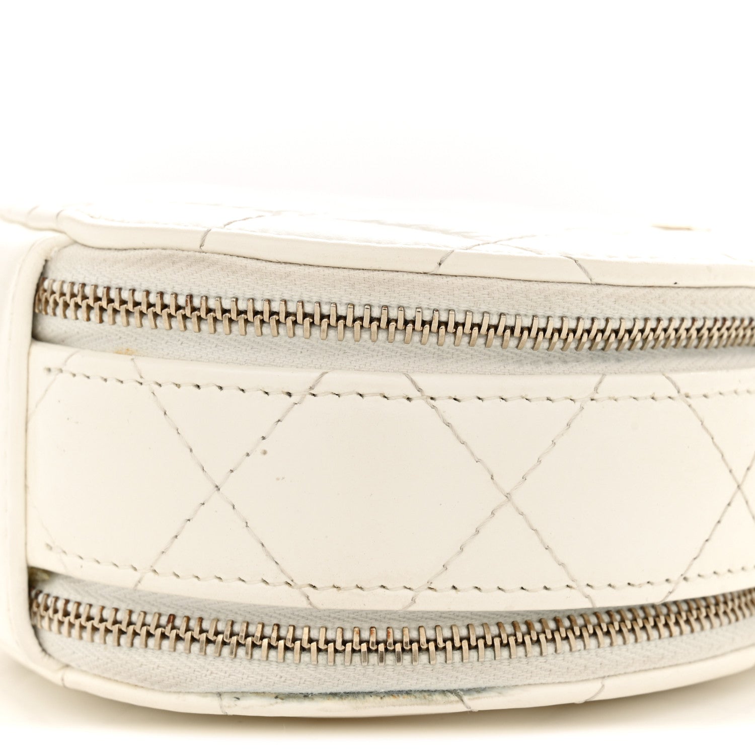 Chanel Lambskin Quilted Round Handle With Care Vanity With Chain White 10 of 11