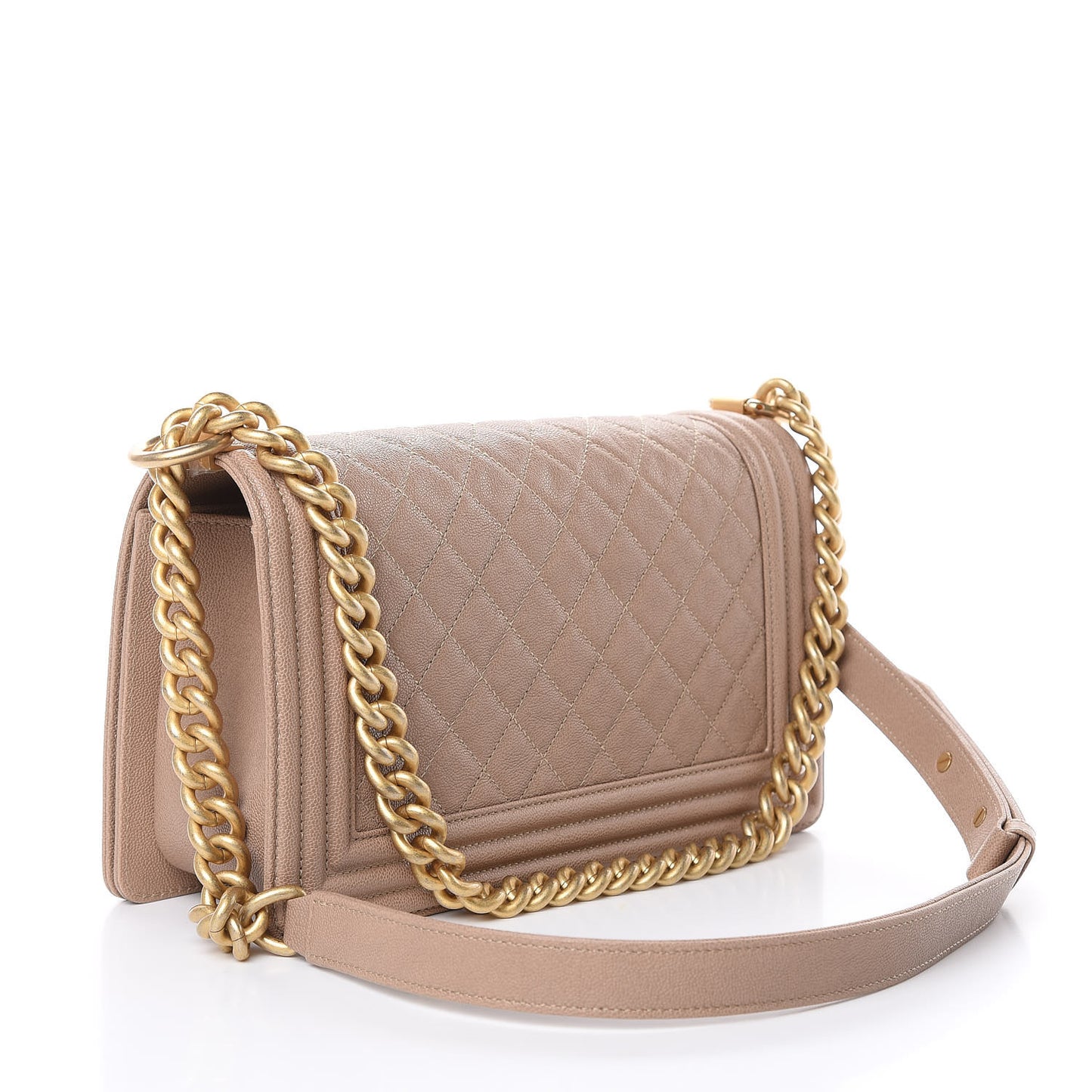 Caviar Quilted Medium Boy Flap Dark Beige