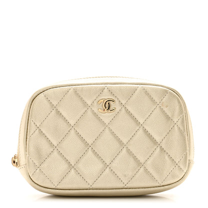 Chanel Metallic Calfskin Quilted Small Curvy Pouch Cosmetic Case Gold 1 of 7