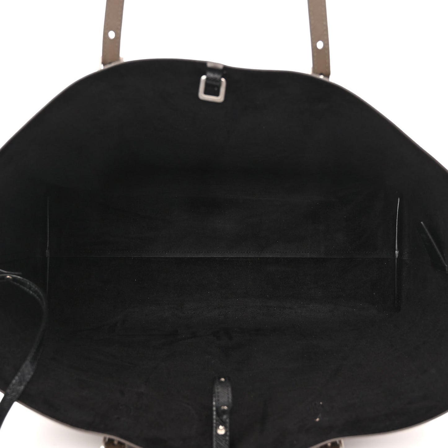 Grained Calfskin Large Shopping Tote Warm Taupe Black