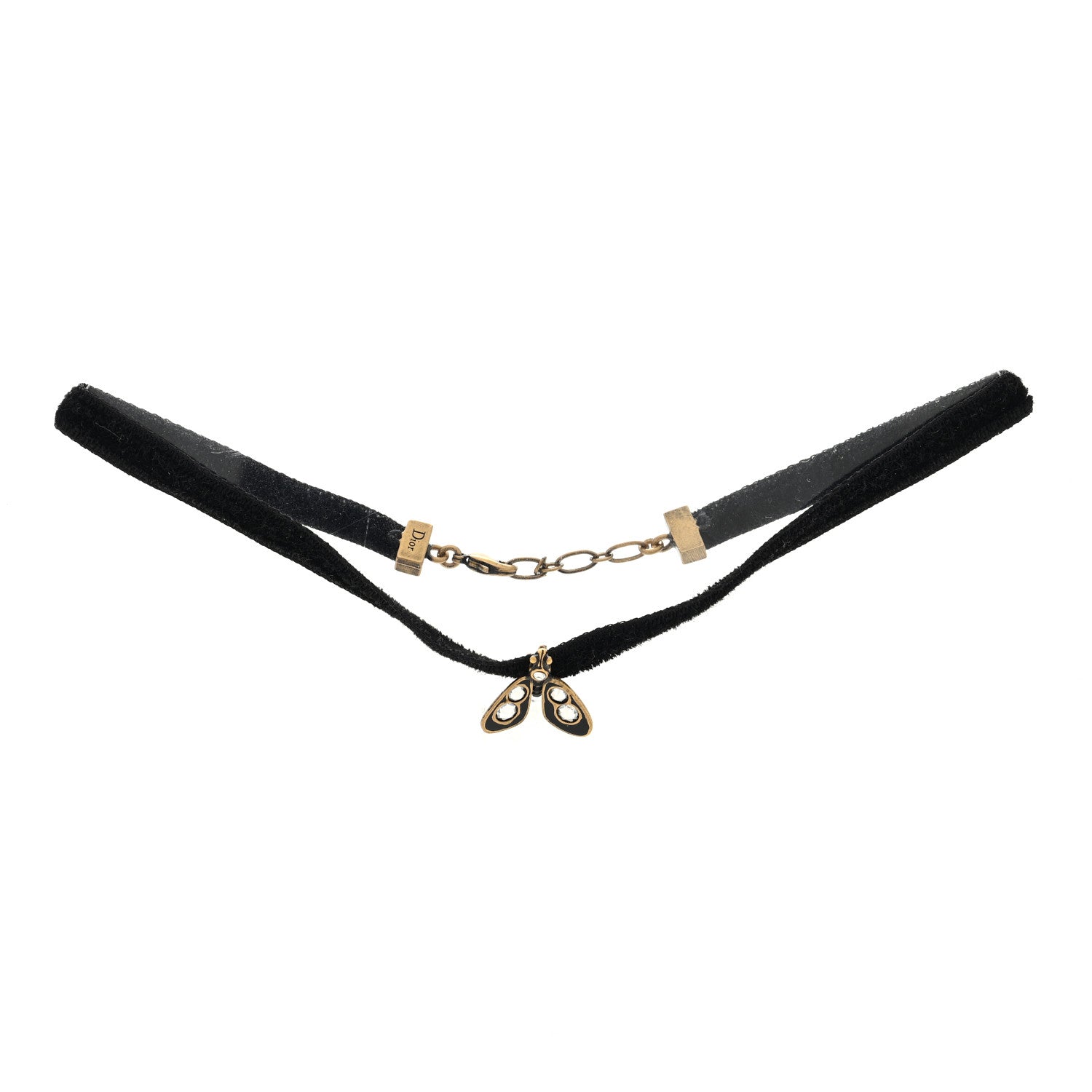 Christian Dior Velvet Ribbon Butterfly Choker Necklace Black 2 of 3