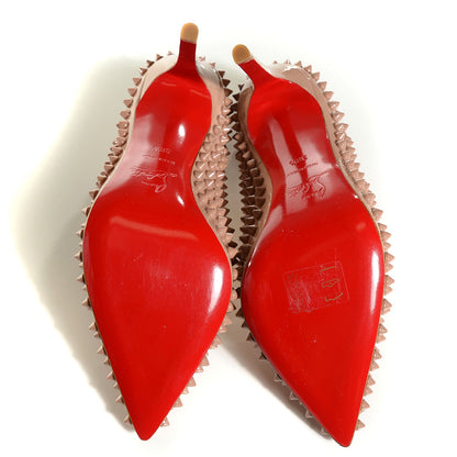 Christian Louboutin Patent Pigalle Spikes 100 Pumps 38.5 Nude 5 of 7