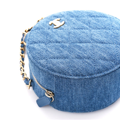 Chanel Denim Quilted Round Pearl Crush Clutch With Chain Blue 9 of 12