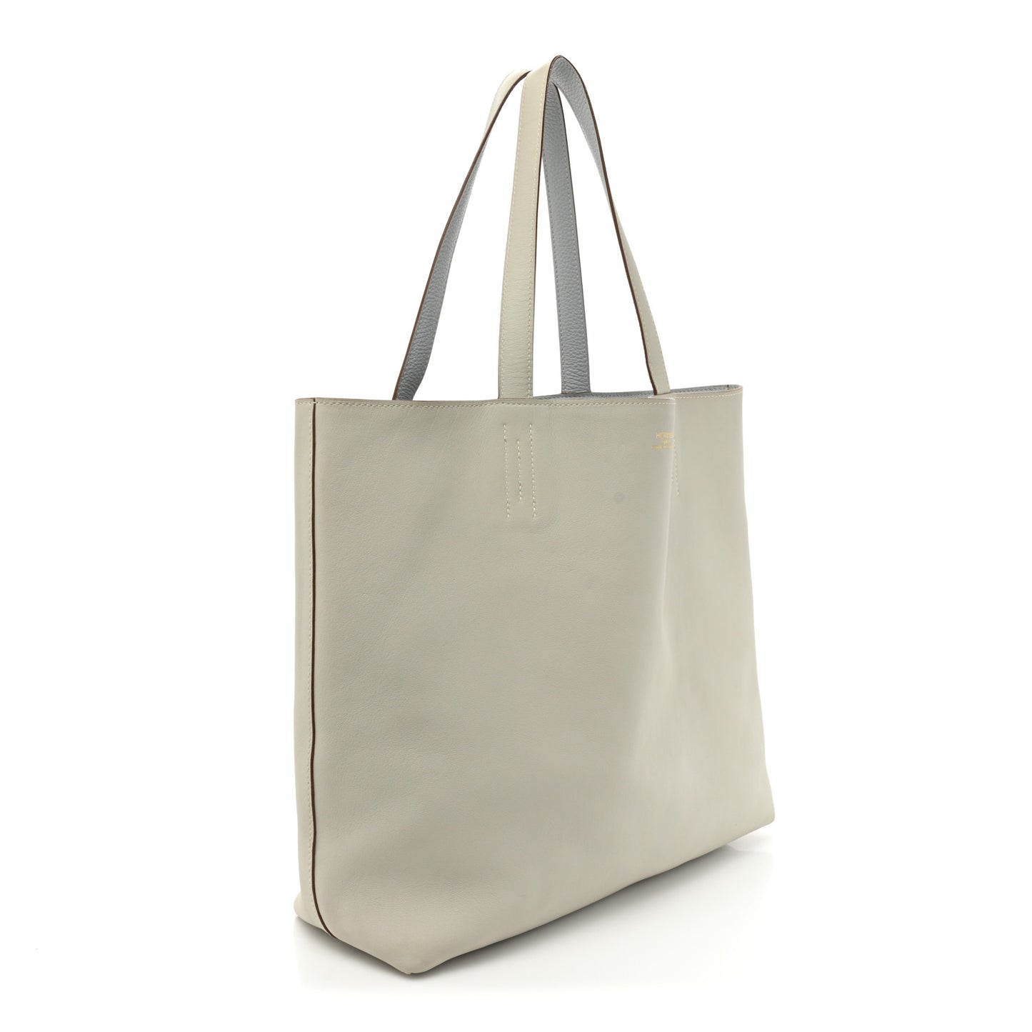 Veau Sikkim Taurillon Clemence Double Sens 36 Reversible Tote Bleu Pale Gris Perle