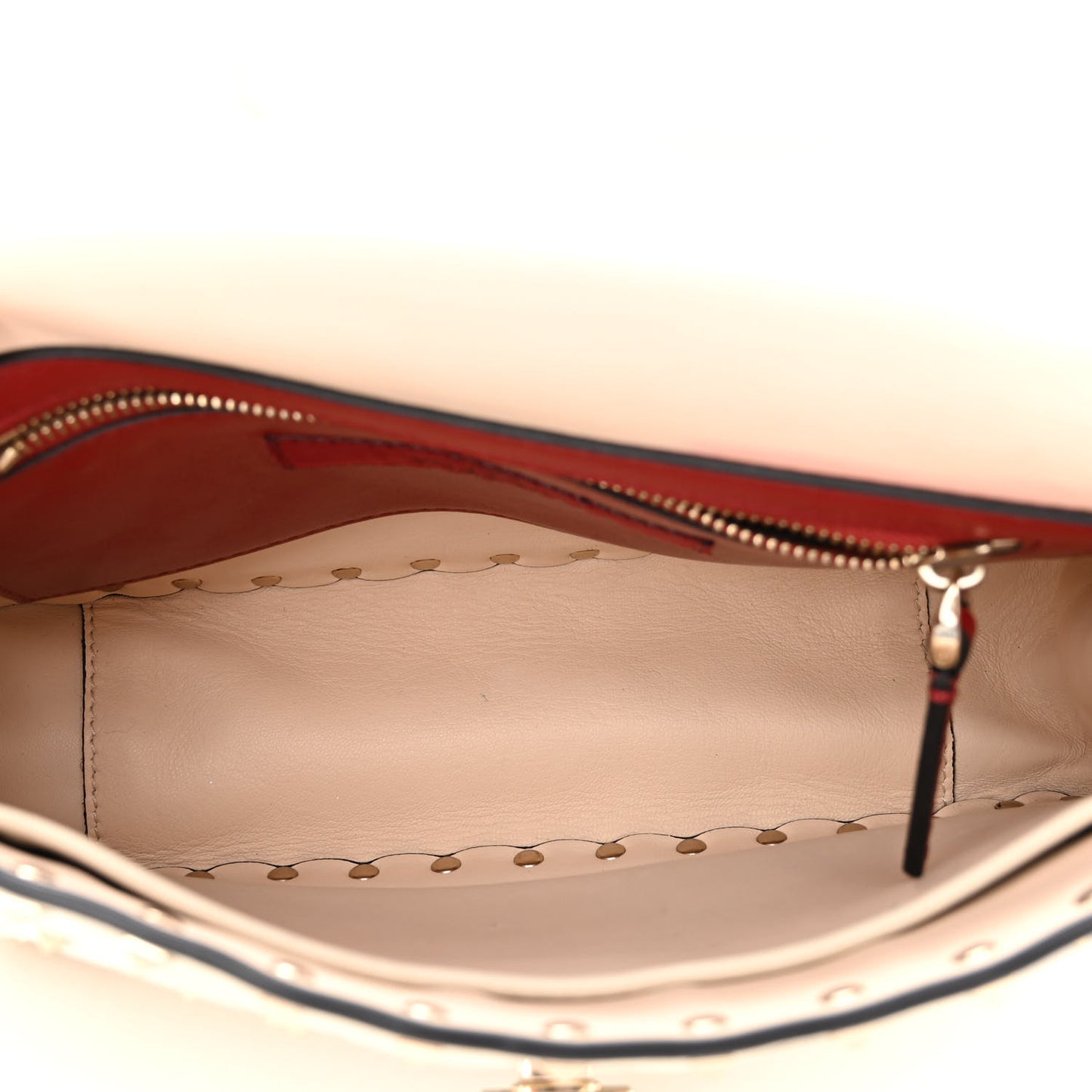 Nappa Medium Rockstud Spike Shoulder Bag Light Ivory