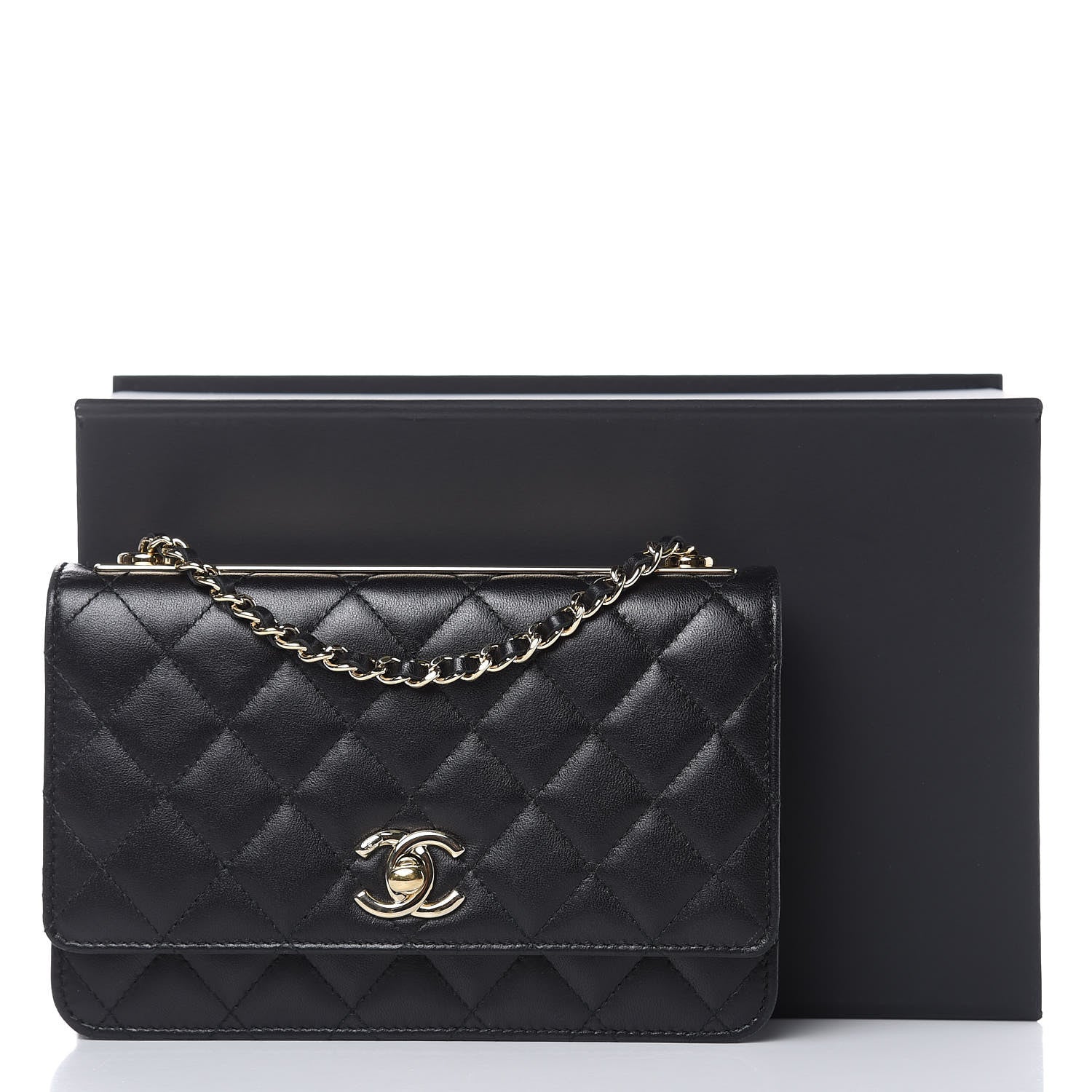 Chanel Lambskin Quilted Trendy CC Wallet On Chain WOC Black 13 of 14