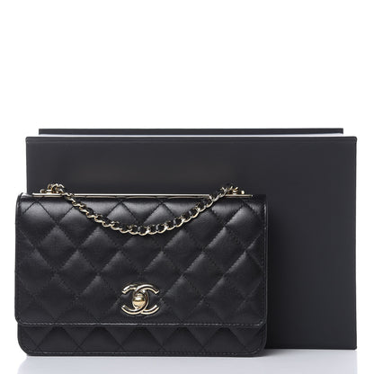 Chanel Lambskin Quilted Trendy CC Wallet On Chain WOC Black 13 of 14