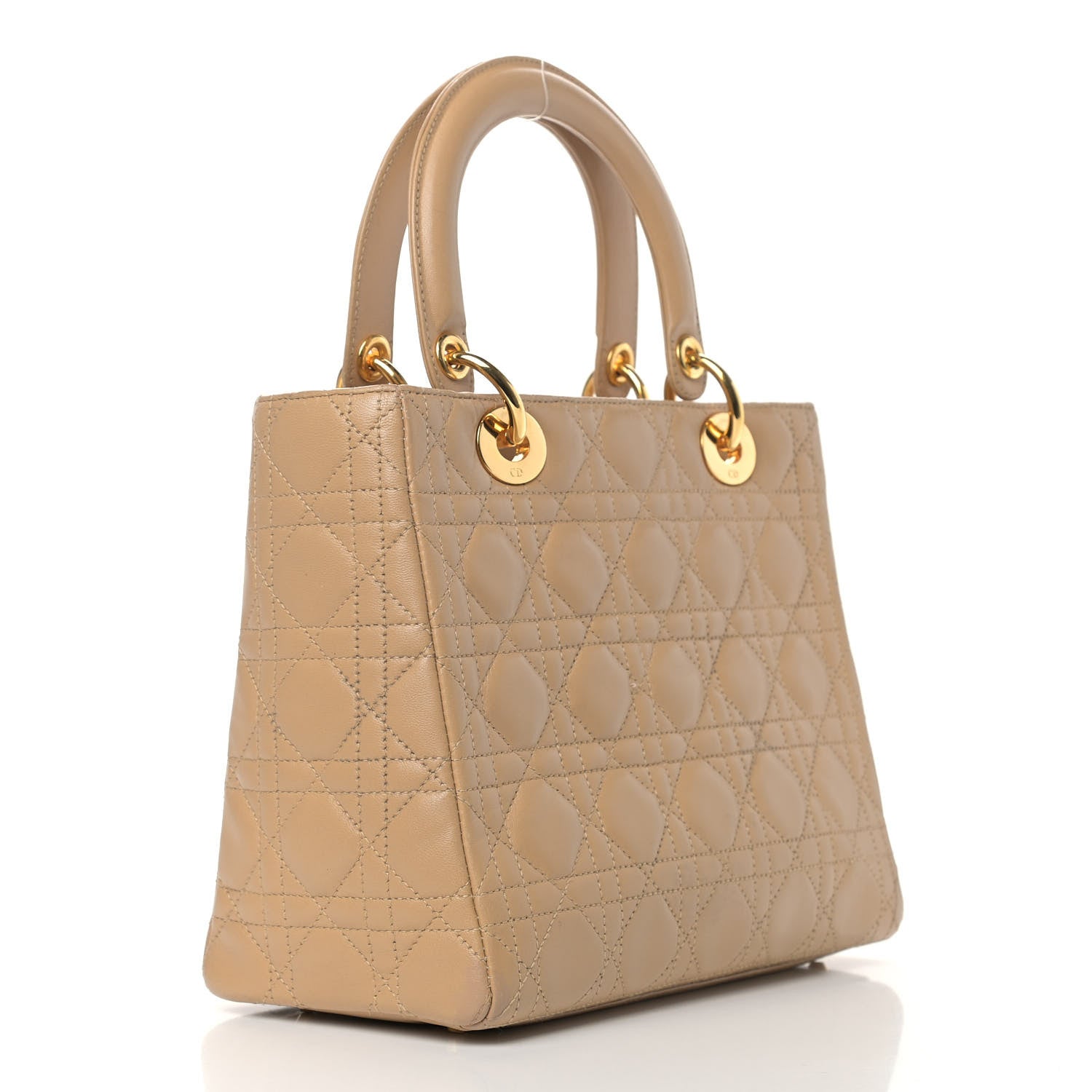Christian Dior Lambskin Cannage Medium Lady Dior Beige 3 of 9