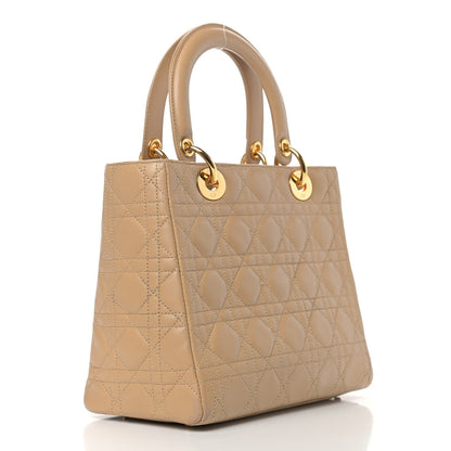 Christian Dior Lambskin Cannage Medium Lady Dior Beige 3 of 9