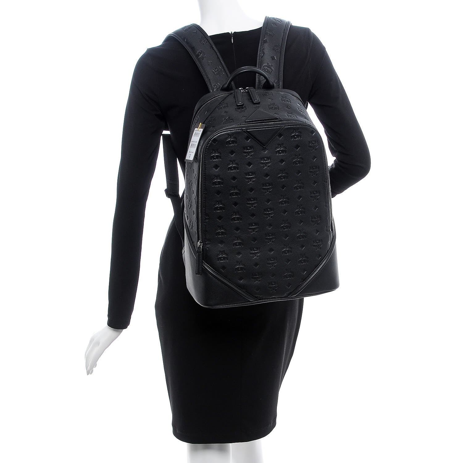 MCM Calfskin Ottomar Monogram Duke Backpack Black 2 of 10