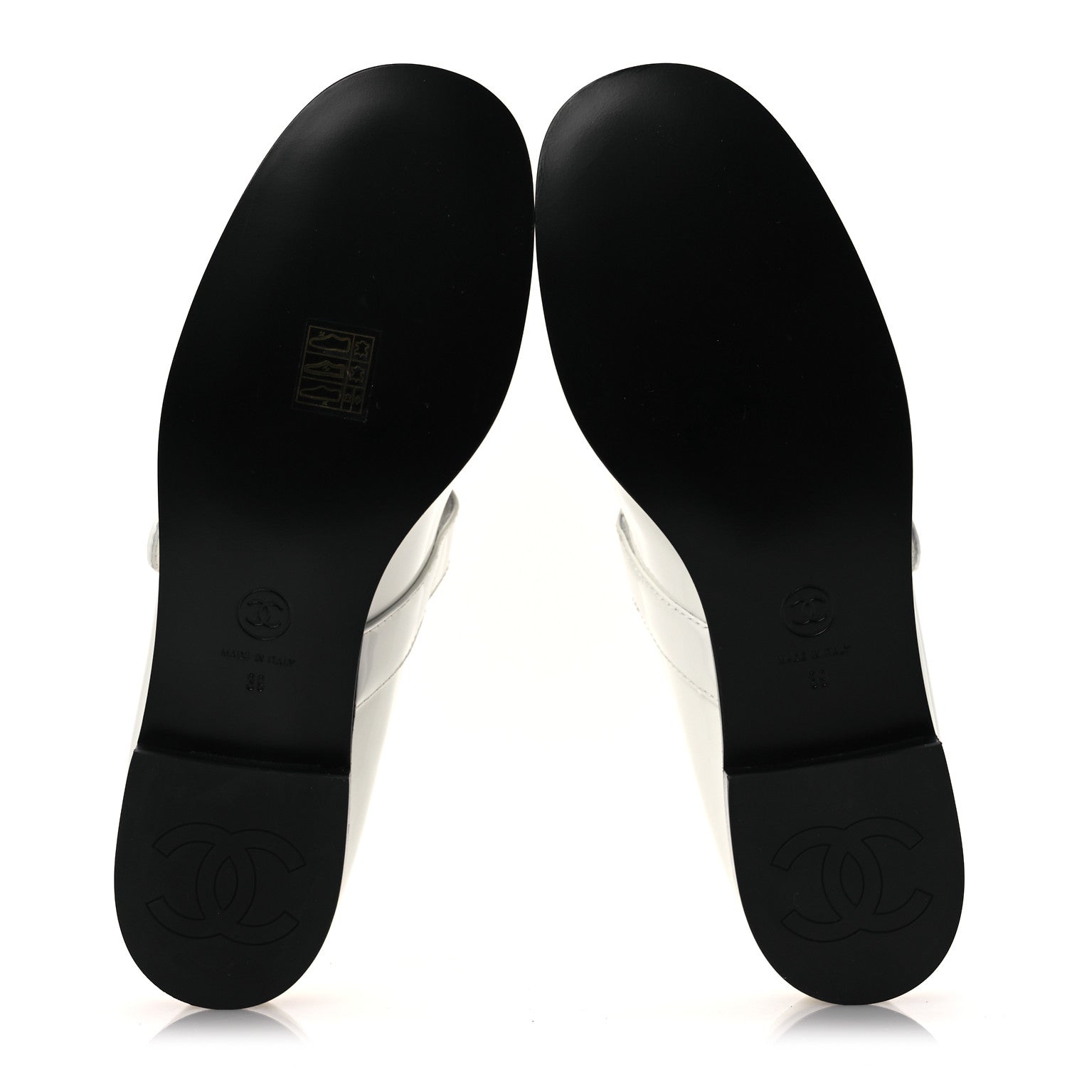 Chanel Patent Calfskin Mary Janes Flats 39 White Black 7 of 11