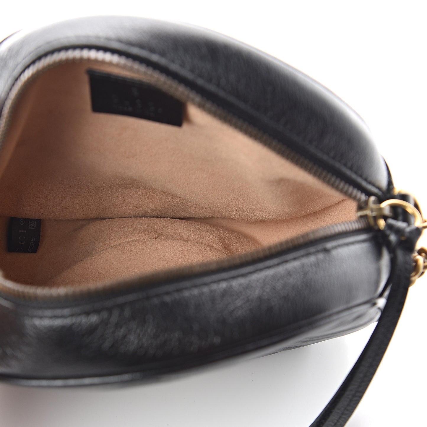 Azalea Calfskin Matelasse Heart Mini GG Marmont Round Shoulder Bag Black