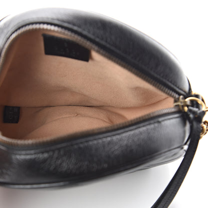 Gucci Azalea Calfskin Matelasse Heart Mini GG Marmont Round Shoulder Bag Black 4 of 7