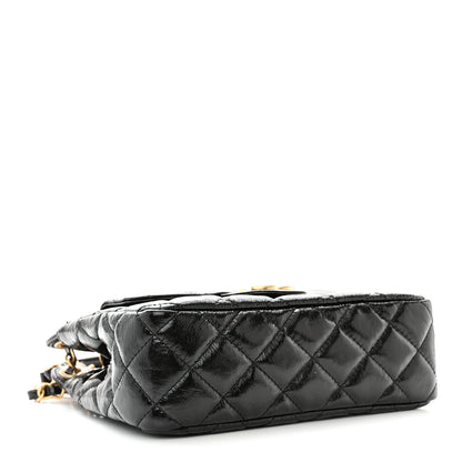 Chanel Shiny Crumpled Calfskin Quilted Small Wavy CC Hobo Black 4 of 11