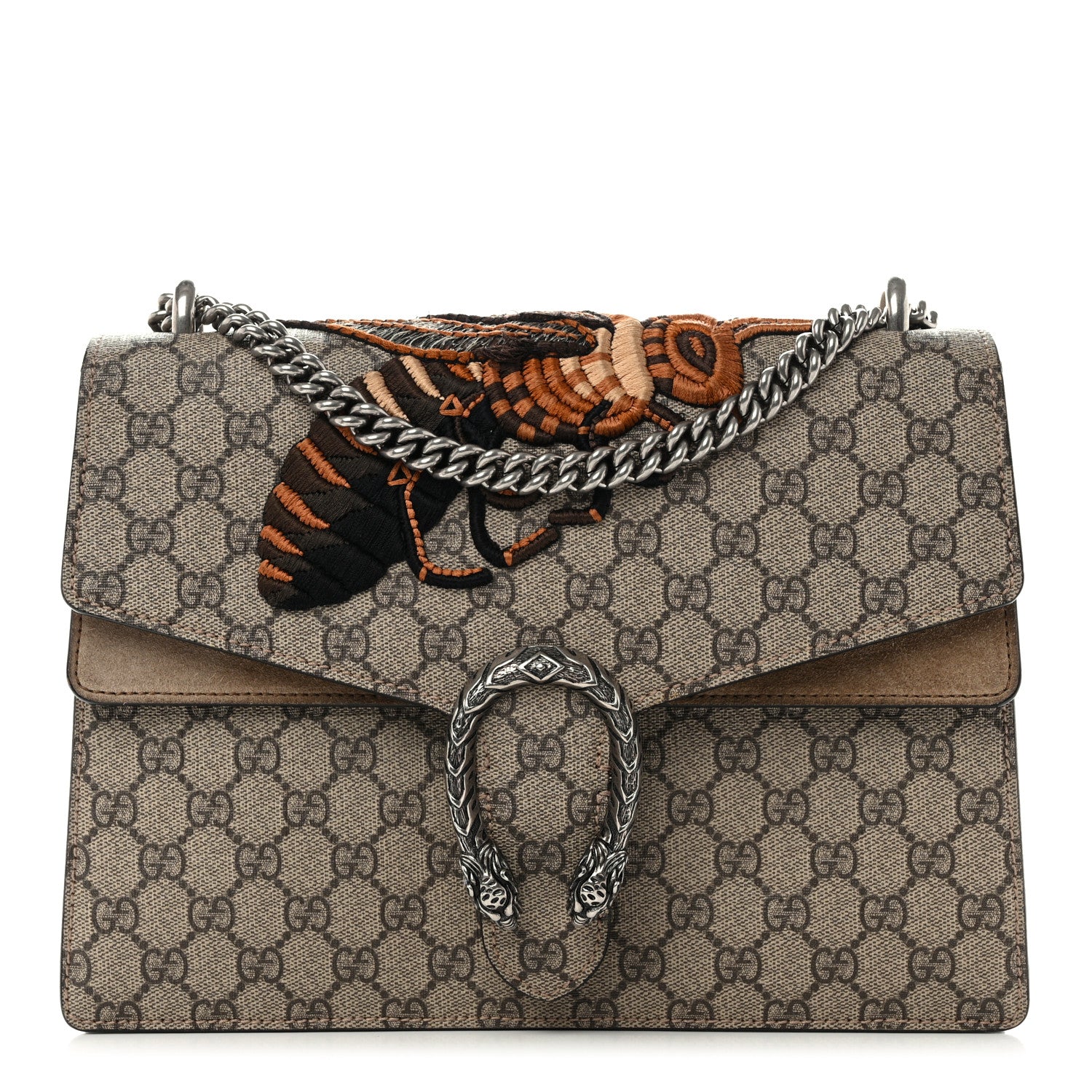 Gucci GG Supreme Monogram Bee Embroidered Medium Dionysus Shoulder Bag Taupe 1 of 13