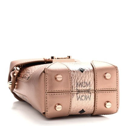MCM Metallic Visetos Mini Soft Berlin Crossbody Champagne 4 of 12