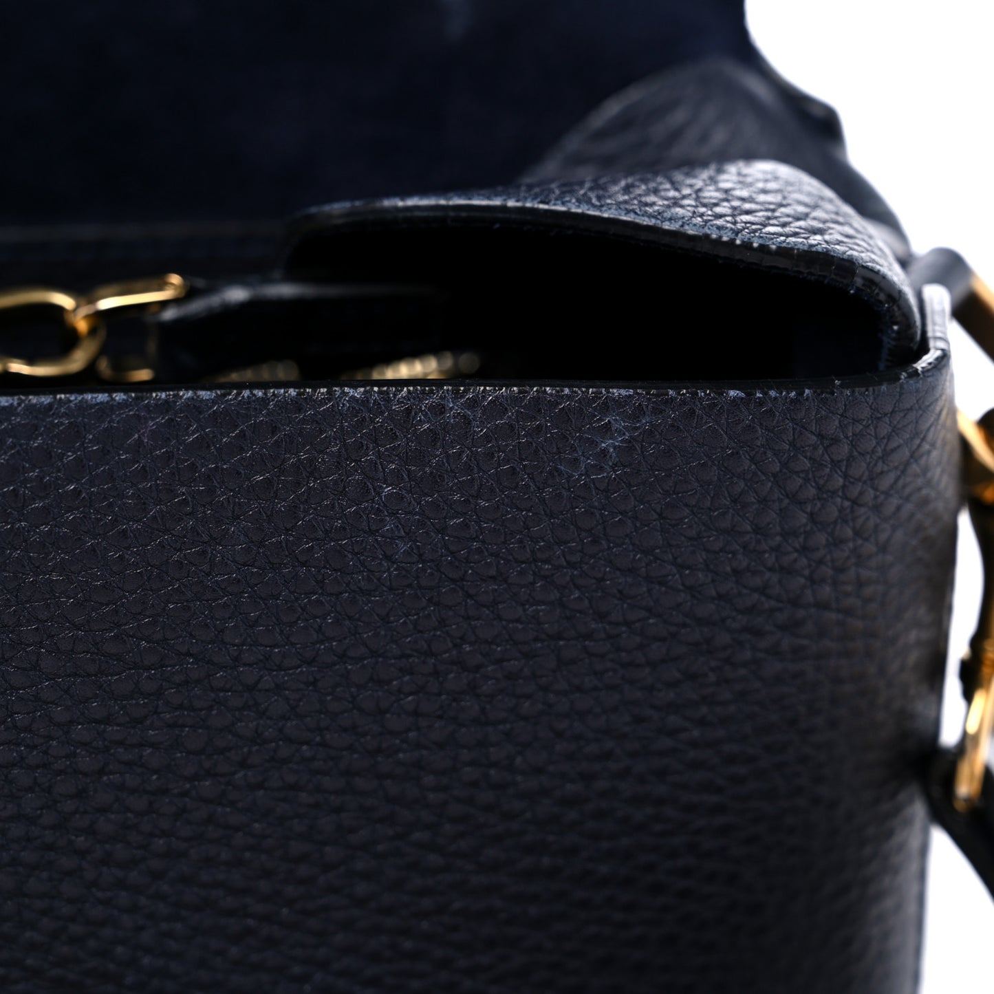Grained Calfskin Box Messenger Bag Navy