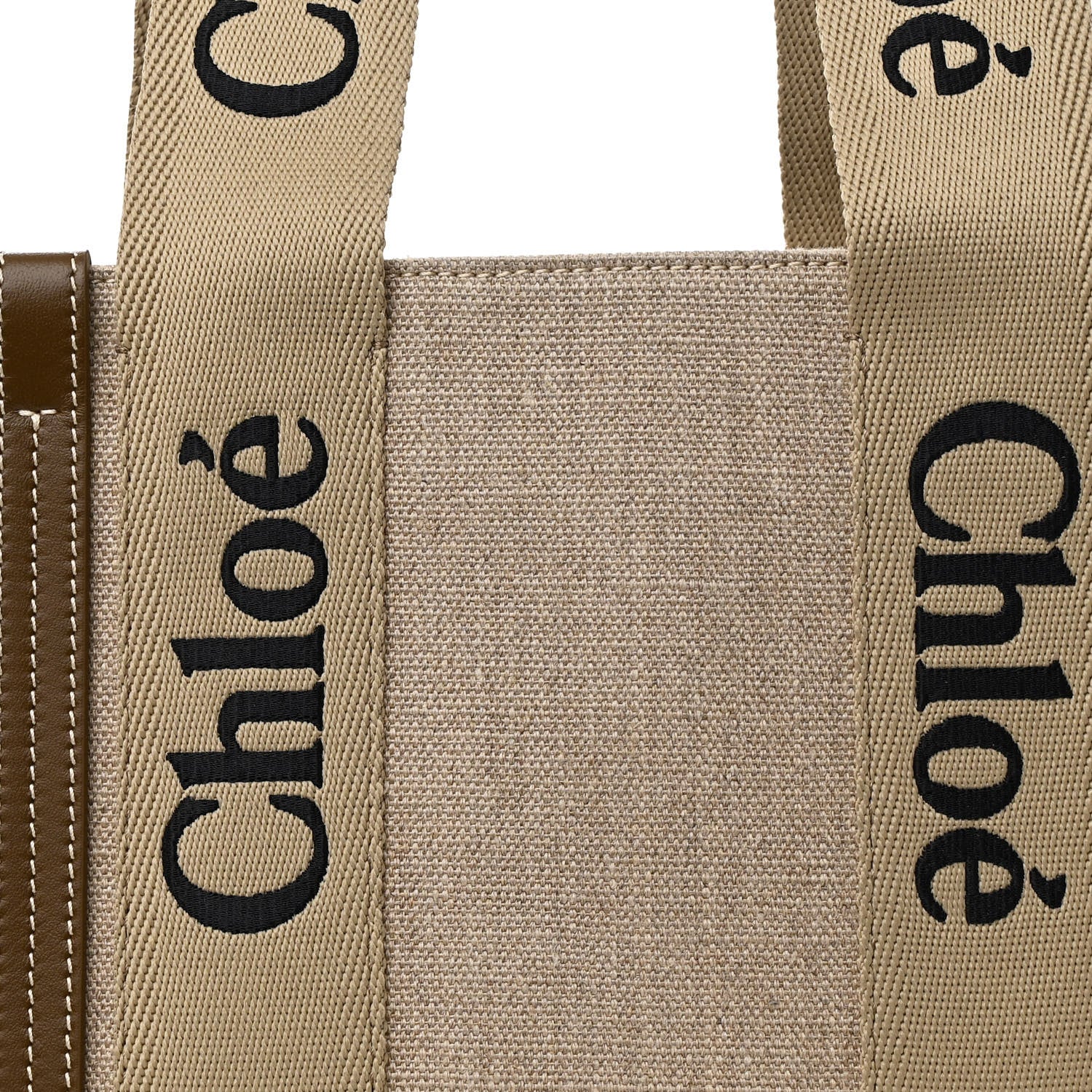 Chloe Linen Calfskin Medium Woody Ribbon Tote Bronze Brown 8 of 11