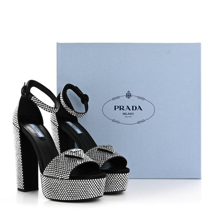 Prada Satin Crystal Triangle Logo 40/135mm Platform Sandals 39 Cristal 9 of 9