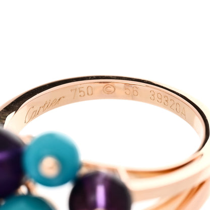 Cartier 18K Rose Gold Diamond Turquoise Amethyst Les Delices de Goa Ring 56 7.5 5 of 6