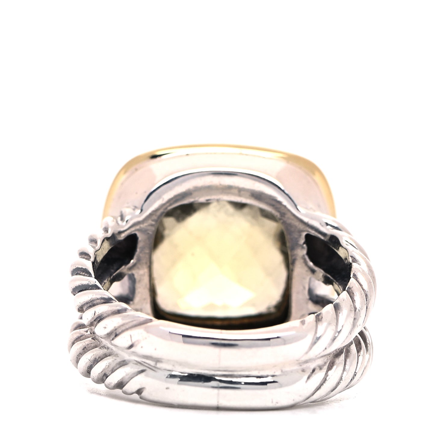 Sterling Silver 18K Yellow Gold Lemon Citrine 11mm Albion Ring 49 5