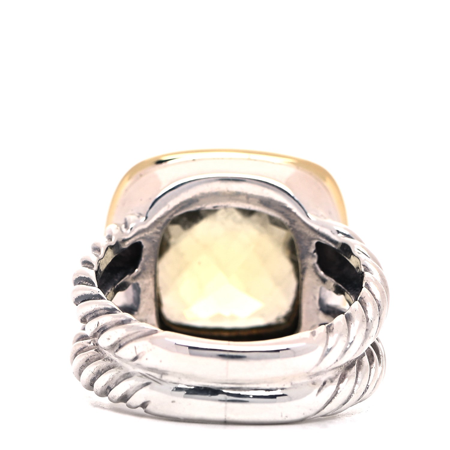 David Yurman Sterling Silver 18K Yellow Gold Lemon Citrine 11mm Albion Ring 49 5 3 of 5