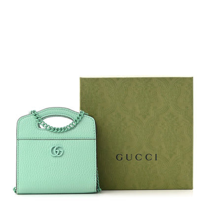 Gucci Dollar Calfskin Enamel Monochrome GG Marmont Top Handle Card Case Wallet Pepperlight Mint 9 of 9