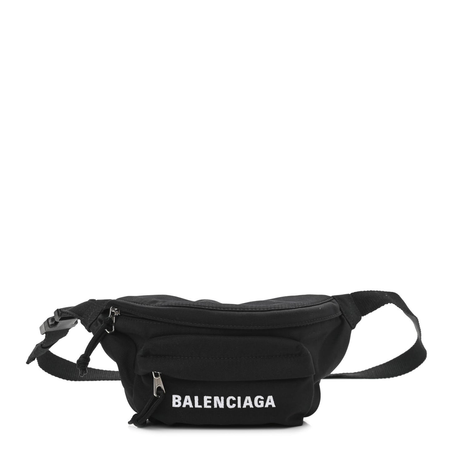 Sport Nylon Logo Embroidered Wheel Belt Bag Black White