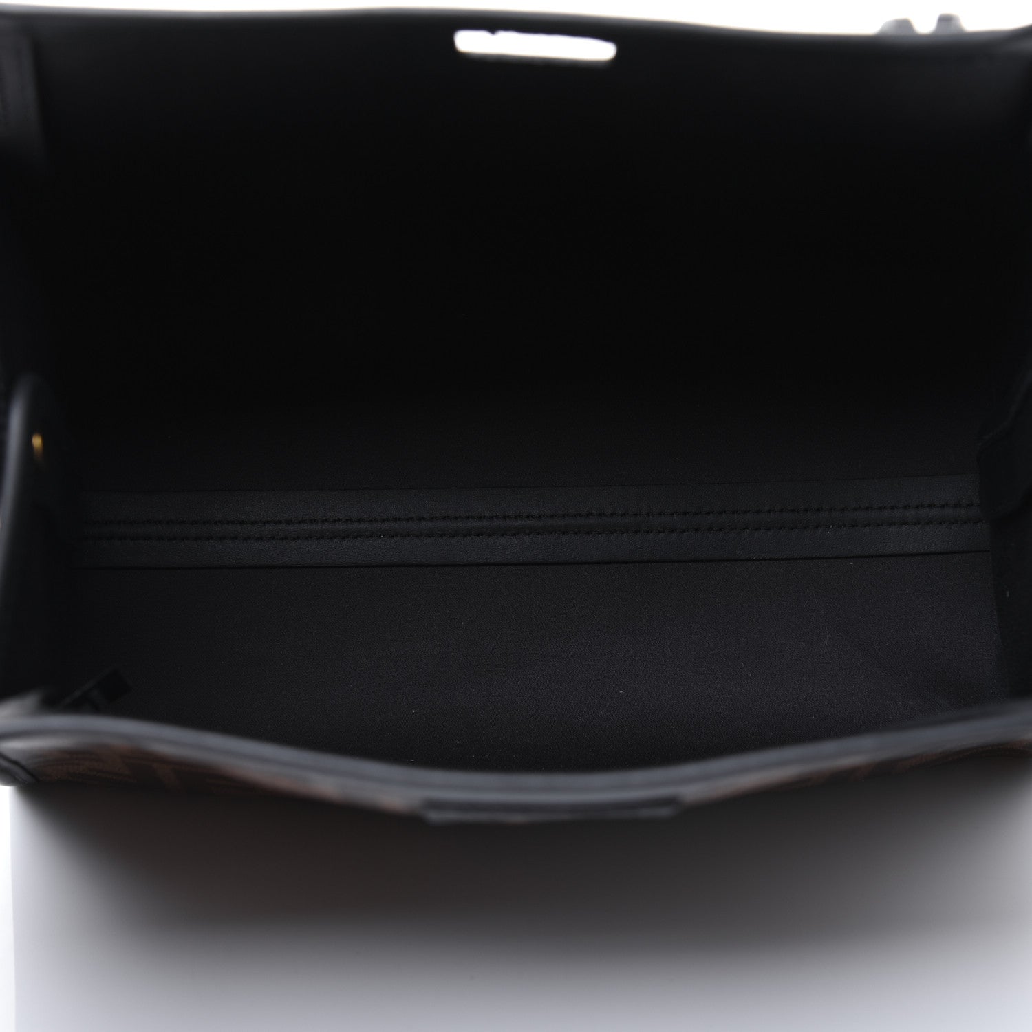 Fendi Glazed Fabric Vitello Century FF 1974 Stamp Patch Mini Peekaboo Defender Cover Mogano Panna Black 5 of 15