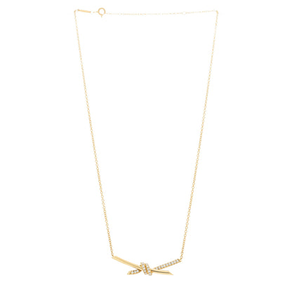 Tiffany 18K Yellow Gold Diamond Knot Necklace 3 of 7