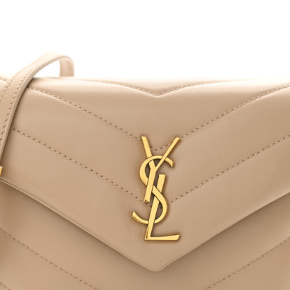 Saint Laurent Calfskin Y Quilted Monogram Toy Loulou Crossbody Bag Dark Beige 8 of 12