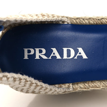Prada Linen Ankle Wrap Wedge Espadrilles 41 Light Blue 8 of 10